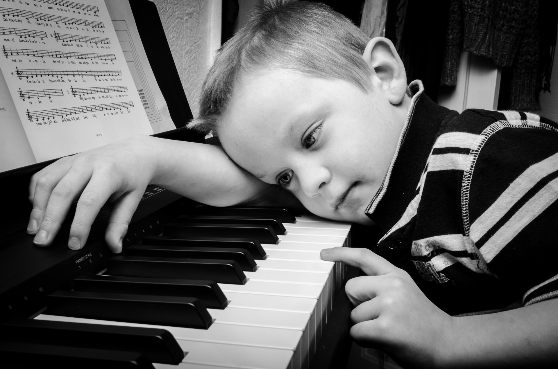 Boy playing piano